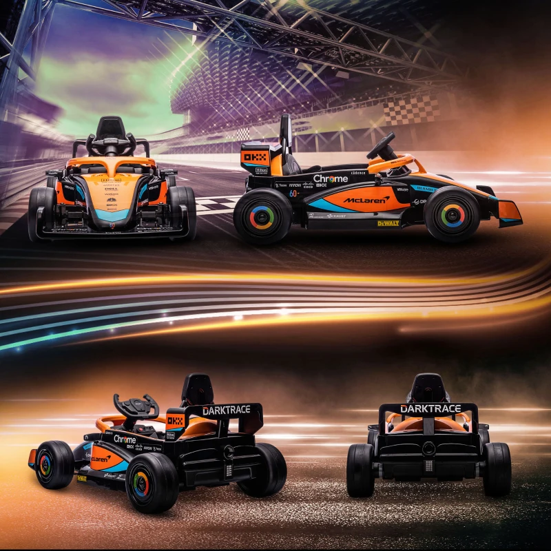 AIYAPLAY Voiture Électrique pour Enfants, Formule 1 McLaren, avec Télécommande, Musique, pour 3-5 Ans, Orange(m-5)
