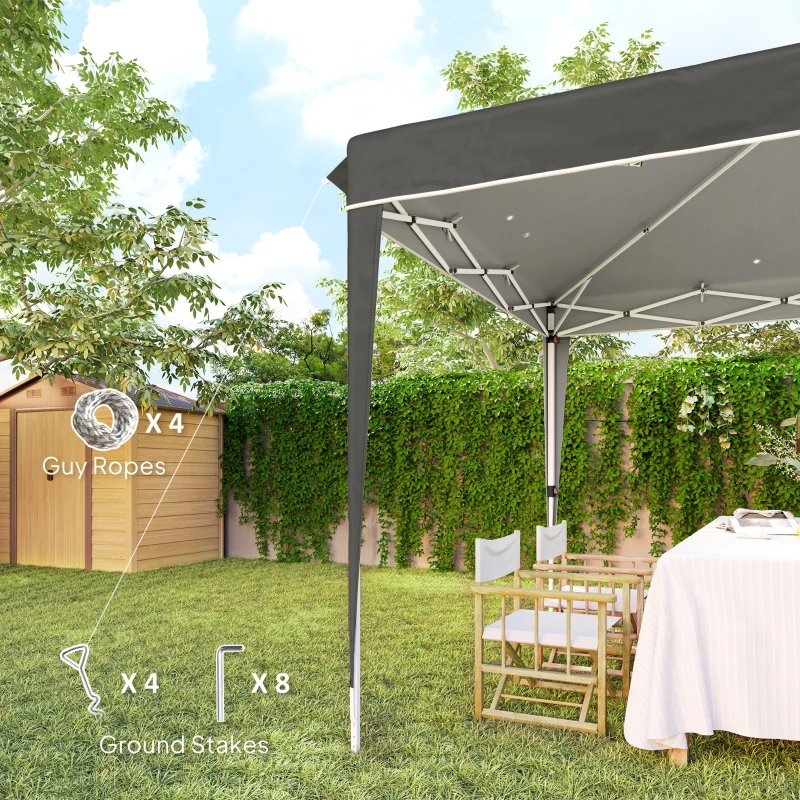 Outsunny 3 x 3 m Pop-up Paviljoen met Draagtas, UPF50+ Hoogteverstelbaar Tuinpaviljoen, Donkergrijs