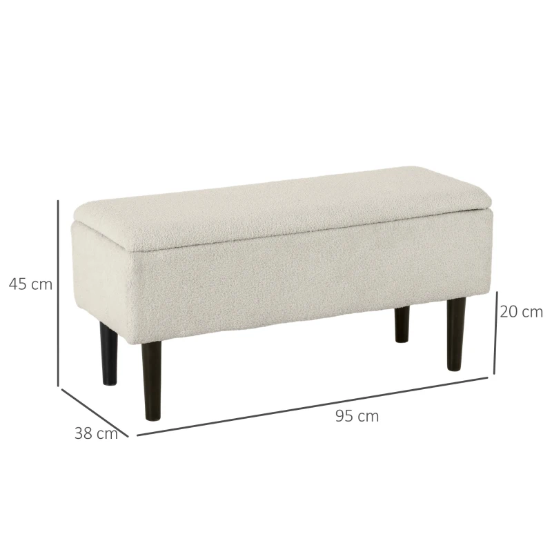 HOMCOM Banc dans un design vintage, banc à chaussures, espace de rangement caché, imitation cachemire, beige + noir