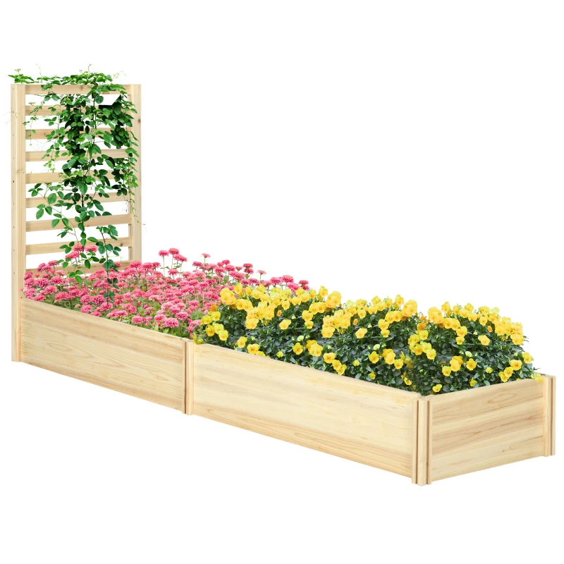 Outsunny Pflanzgefäß mit Rankgitter Blumenkasten Gartenpflanzgefäß 230L x 60B x 110H cm Naturholz