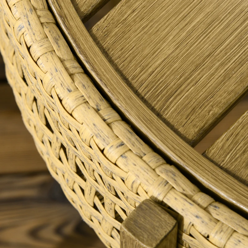 Outsunny Ensemble aus 2 runden Beistelltischen für den Innen- oder Außenbereich - Beistelltische aus PE-Rattan-Effekt im Boho-Stil