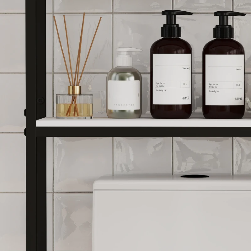 HOMCOM Mueble sobre Inodoro Armario sobre Inodoro con Estantes Ajustables y Compartimento Abierto 79,5x23x178 cm Multicolor