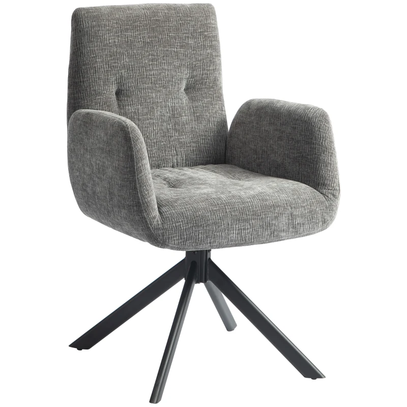 HOMCOM Fauteuil rembourré, fauteuil d'appoint, design moderne, pivotant, jusqu'à 120 kg, Gris Foncé