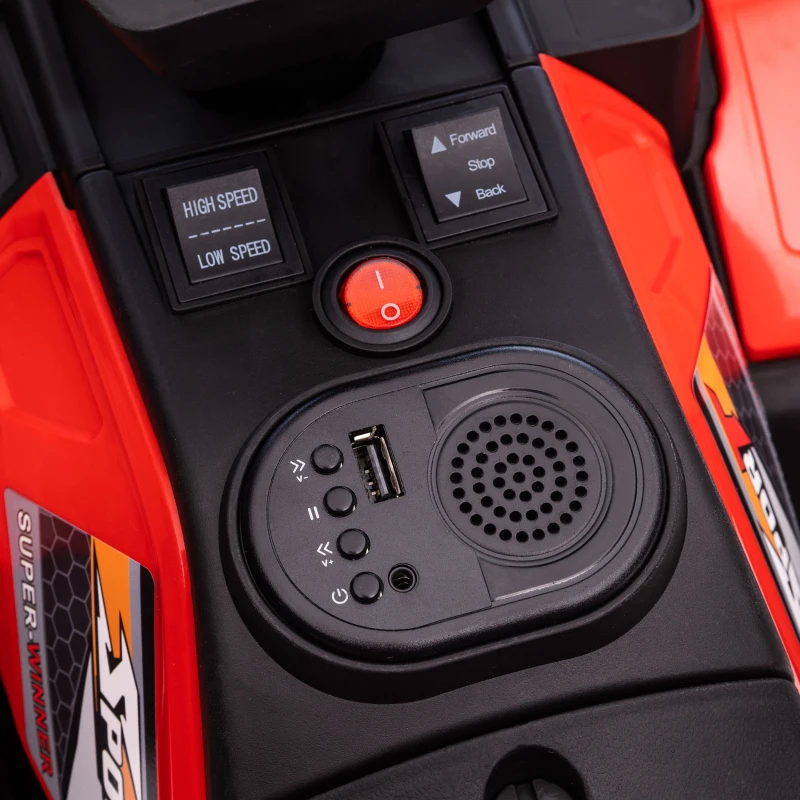 Quad Électrique pour Enfants HOMCOM, max. 4 km/h, à partir de 3 ans, Phares LED, Connexion Musique, noir+rouge 88 x 45 x 50 cm(m-5)