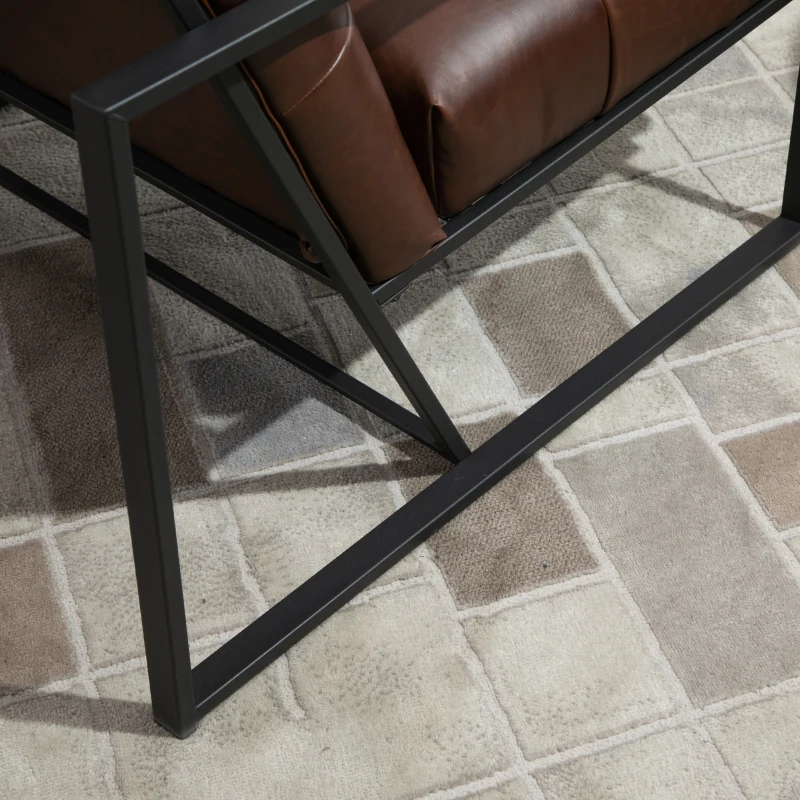 HOMCOM Lounge-Sessel Chesterfield Relaxsessel Sitzflächen und Rückenlehne gepolstertes Kunstleder Metallgestell Schwarz strapazierfähiger Überzug Schokolade