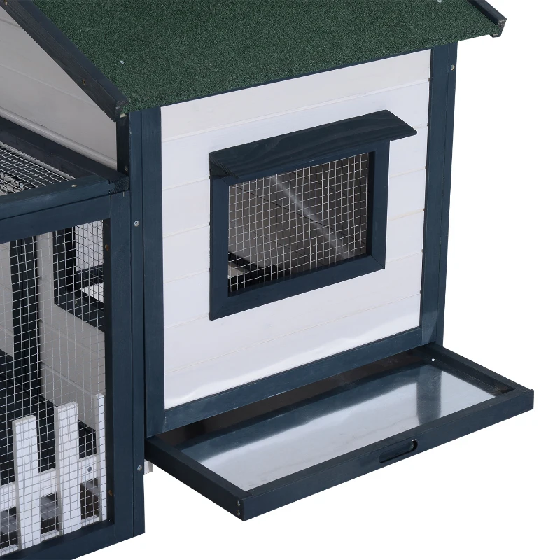 PawHut Cabane pour petits animaux avec enclos extérieur en bois de sapin résistant aux intempéries Vert + Blanc