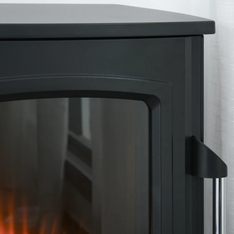 HOMCOM Cheminée Électrique avec Effet de Flamme Thémostat Poêle Chauffant 1000 W / 2000 W, 20-25 m², Noir 44,5x32,1x74 cm(m-4)