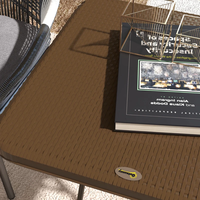 Outsunny Tisch für den Garten im Freien klappbarer stilvoll gemütlich chic dim. 60L x 60B x 71H cm Metall Epoxid Poly-Rattan HDPE braun