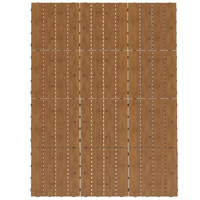 Outsunny Terrassenfliesen - Gepunktete Holzfliesen - Set von 12 Stk., Maximale Fläche 1,08 m² - Steckbar, Sehr einfache Installation