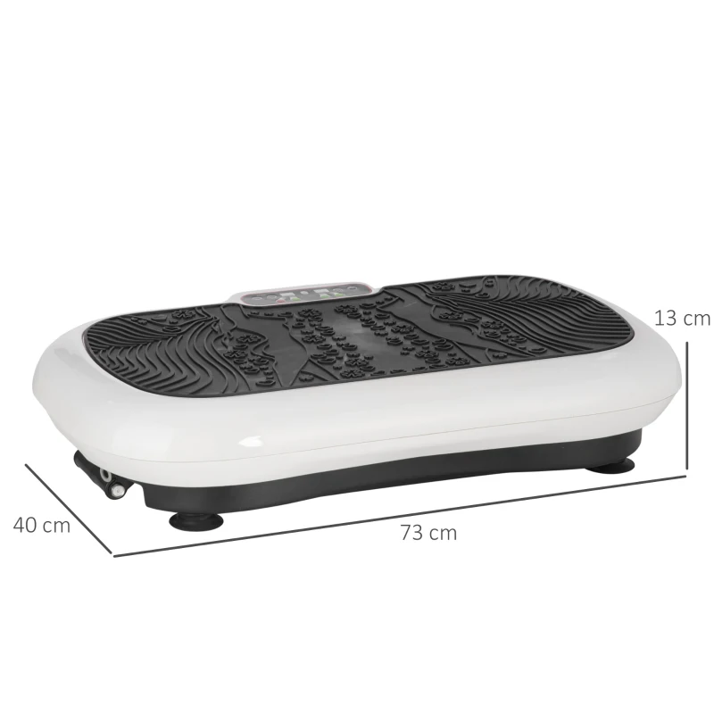 HOMCOM Plaque vibrante avec 99 niveaux, 2 bandes de fitness 73 x 40 x 13 cm Blanc+Noir