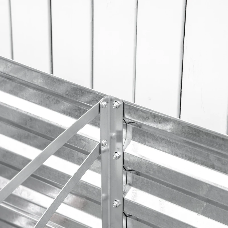 Outsunny Plantenbak, Handzaam Bloembed voor Planten, Koesteren en Verzorgen, Verhoogde Bed, Staal, Zilver