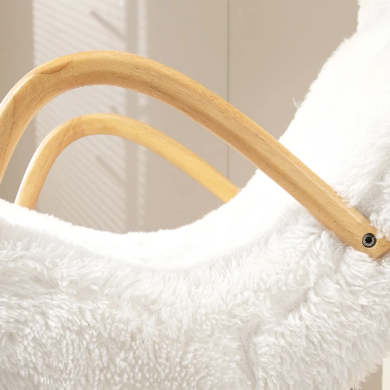 HOMCOM Fauteuil à Bascule, Oreiller Réglable, Rembourrage Doux, 58x114x109 cm, Blanc