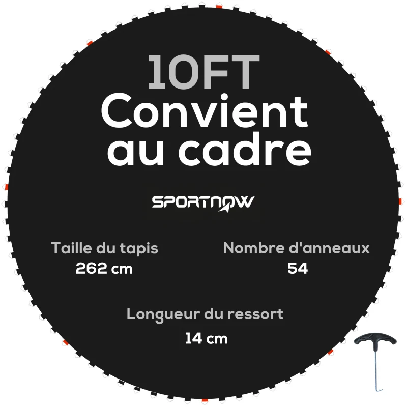 SPORTNOW Ersatz-Sprungtuch für Trampolin, Sprungtuch-Ersatz, kompatibel mit Trampolin Ø 3 m und 14 cm Federn
