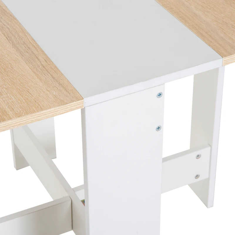 HOMCOM Tavolo da Pranzo Allungabile, Tavolo Pieghevole in Legno 103×76×73.5cm Rovere Bianco
