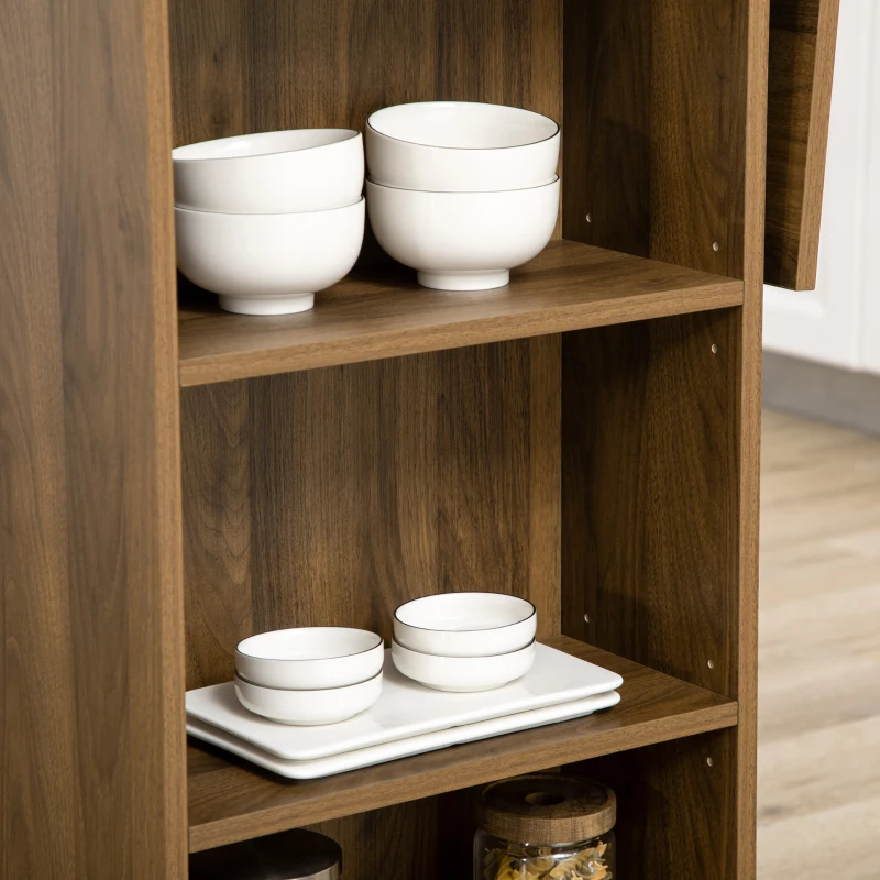 HOMCOM Kücheninsel Bartisch mit klappbarer Seitenplatte und 3 Regalen 120 x 76 x 91,4 cm braun