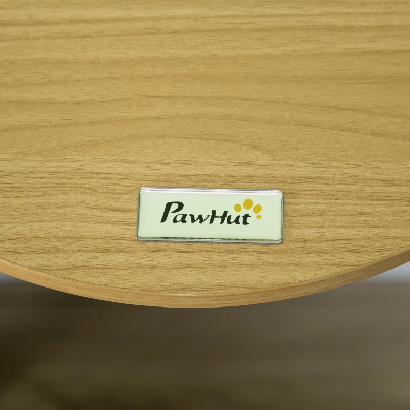 PawHut Plateforme murale, lit pour chats, avec rebord de protection, coussin, pour fixation murale, Chêne+Blanc crème, 34 x 34 x 10,5 cm