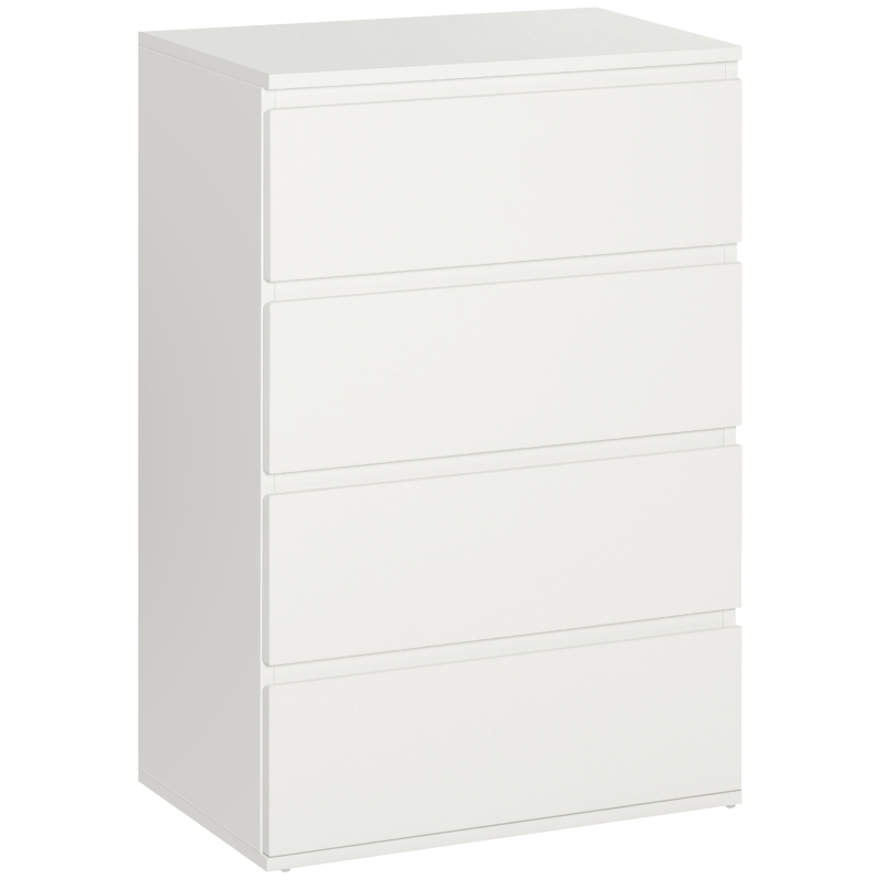 HOMCOM Commode Sideboard avec 4 tiroirs, 55 cm x 33 cm x 80 cm, Blanc