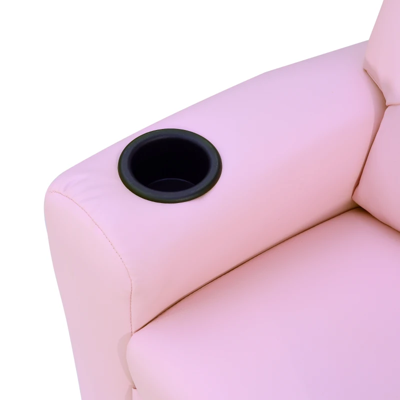 HOMCOM Fauteuil pour Enfants, Mini Fauteuil, Canapé pour Enfants de 3-6 Ans, Fonction de Couchage, Porte-Gobelet Intégré, Rose, 62 x 56 x 69 cm