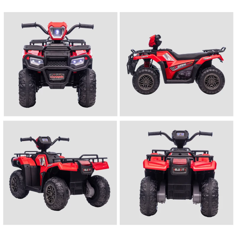 Quad Électrique pour Enfants HOMCOM, max. 4 km/h, à partir de 3 ans, Phares LED, Connexion Musique, noir+rouge 88 x 45 x 50 cm(m-4)