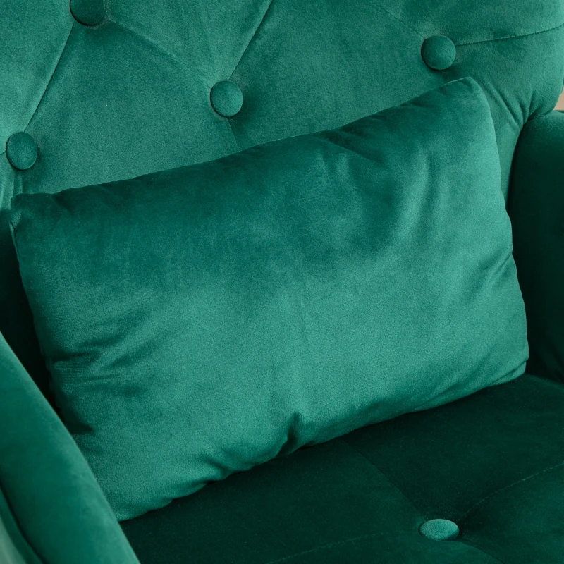 HOMCOM Fauteuil à Bascule avec Repose-Pieds, rembourré, haut dossier, Aspect Velours, jusqu'à 150 kg, Vert