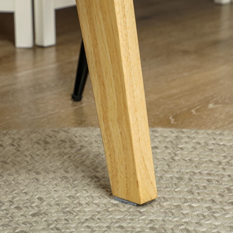 HOMCOM Fauteuil moderne avec accoudoirs, revêtement en tissu, en bois de caoutchouc, fauteuil d'appoint, supporte 120 kg, Crème