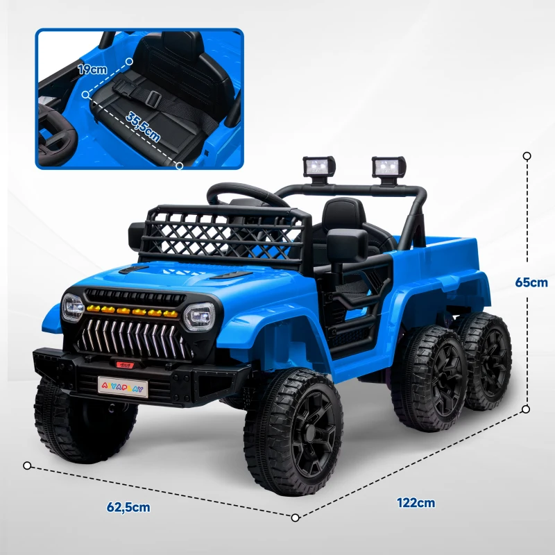 AIYAPLAY Voiture électrique pour enfants 12V, avec remorque, lumières LED, musique et klaxon, pour enfants de 3 à 8 ans, Bleu clair(m-3)