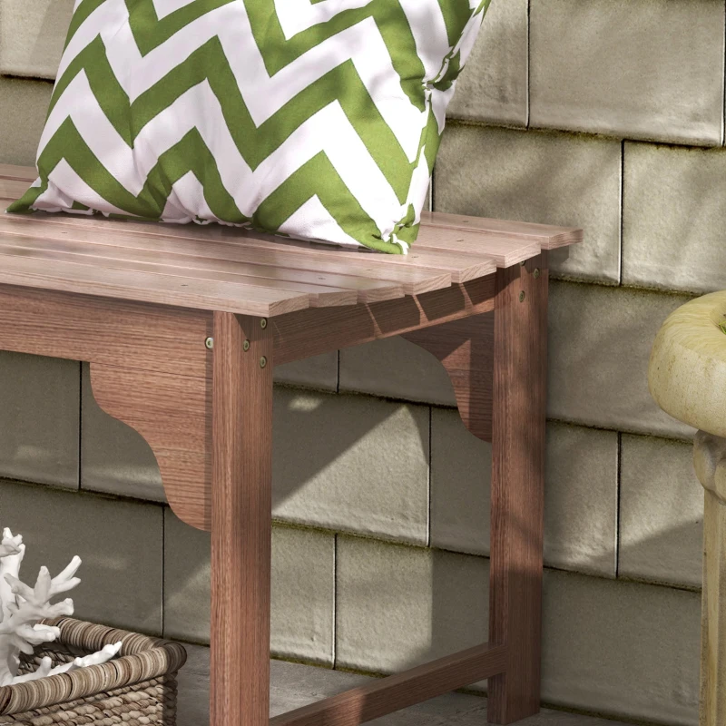 Outsunny Gartenbank 2-Sitzer Holzbank ohne Lehne Latten-Sitzfläche Holzgestell für Garten, Terrasse, Hof