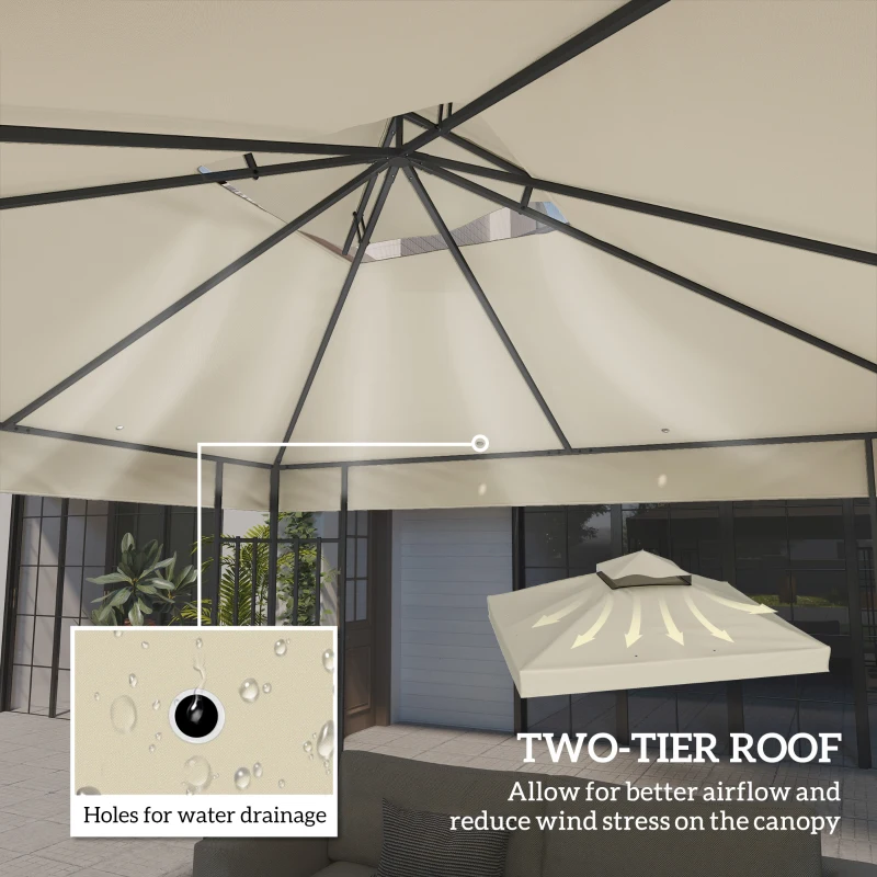 Outsunny invelis de inlocuire pentru Pergola de Gradina cu Doua Nivele si Orificii de Drenaj, 300x300 cm, Alb Crem