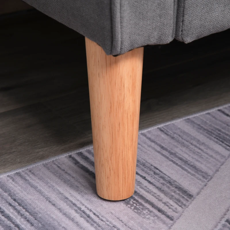 HOMCOM Canapé 2 Places, Canapé avec Rangement, Pieds en Bois, Canapé Rembourré en Imitation Velours pour Salon, Chambre à Coucher, 117 x 62 x 78 cm, Gris