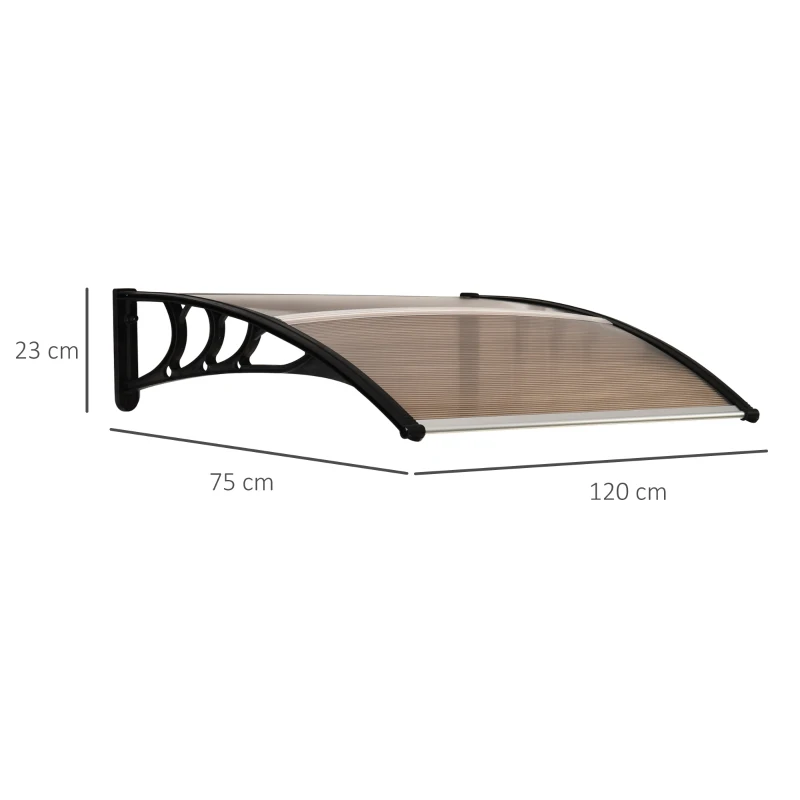 Outsunny Auvent Porte d'entrée 120 x 75 cm Auvent Incliné Protection Polycarbonate