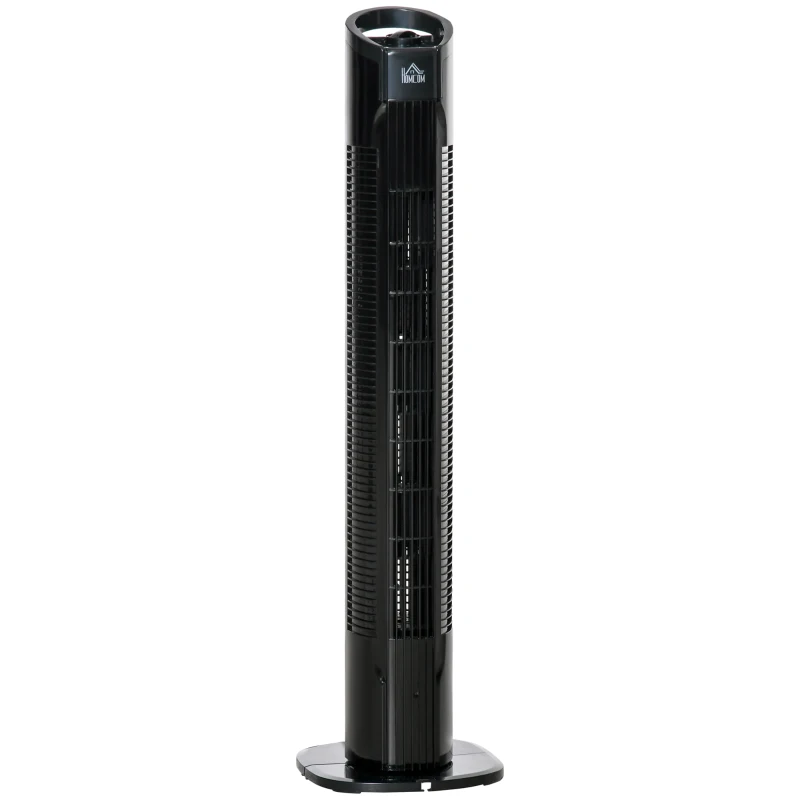 HOMCOM Moderne Säulenventilator 3 Geschwindigkeiten mit 70° Oszillation Griff Leistung 50W Ø 20 x 78,5 cm Schwarz