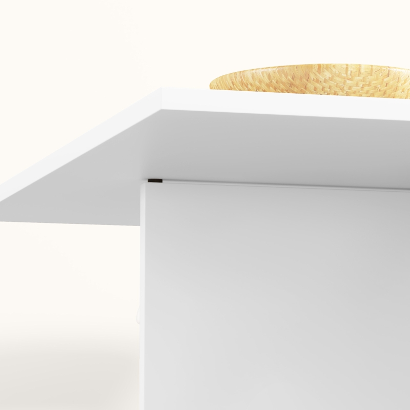 HOMCOM Inklapbare Eettafel voor 2-4 Personen, Opvouwbare Keukentafel met Opbergruimte, Uitschuifbare Tafel op Wielen, Wit(m-9)
