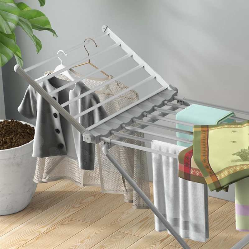 HOMCOM Wäscheständer Wäschetrockner 2 ausziehbare seitliche Flügel Aluminiumlegierung 144 x 53 x 96 cm