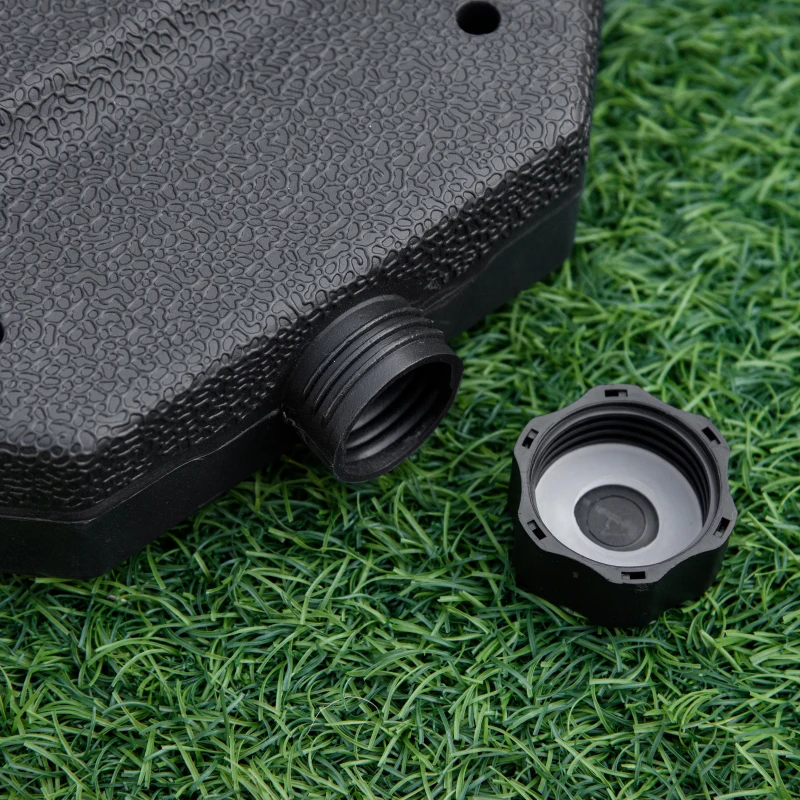 Outsunny Sonnenschirmständer Sonnenschirmfuß 4 Platten aus strapazierfähigem HDPE - Zum Befüllen mit Wasser oder Sand bis zu 60/70 kg - Abmessung 100 x 100 x 6,8 cm Schwarz