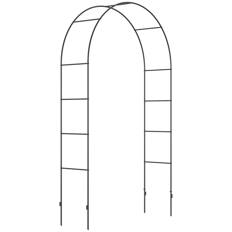 Outsunny Arche de jardin, arche à rosiers, arche grimpante, treillis métallique, noir, 1,40 x 0,40 x 2,40 m