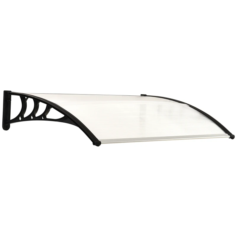 Outsunny Marquise de porte 75 x 100 cm Auvent en pente en polycarbonate Blanc