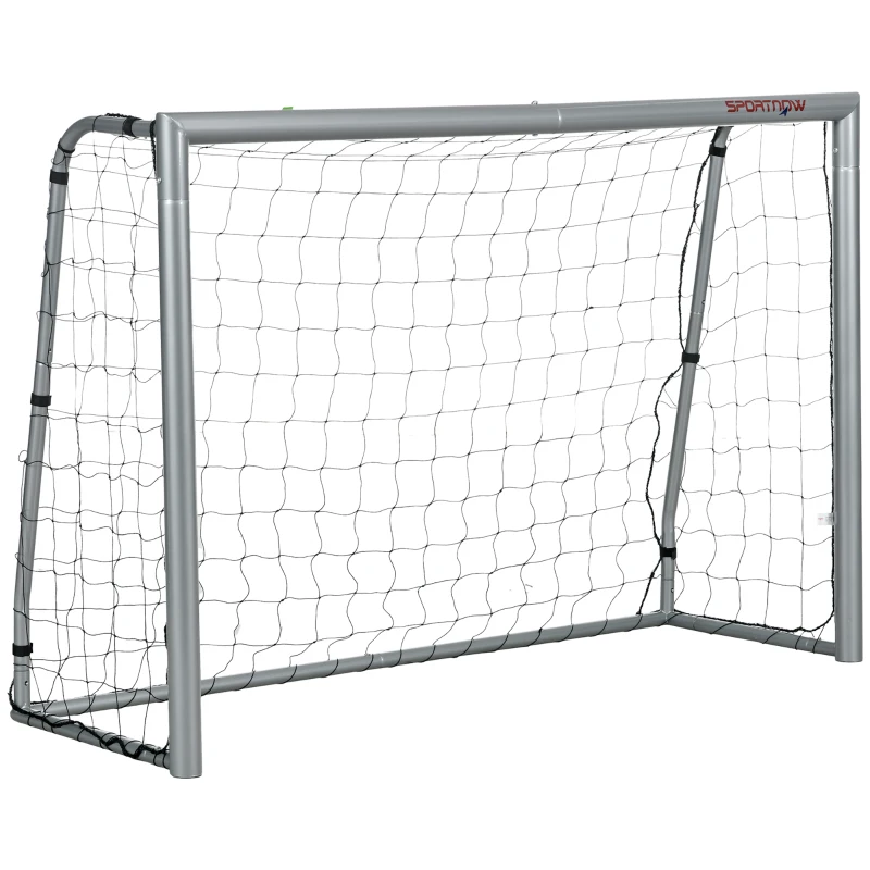 SPORTNOW But de football étanche, cadre en métal robuste, filet résistant aux déchirures, 160H x 240L x 85l cm, Gris