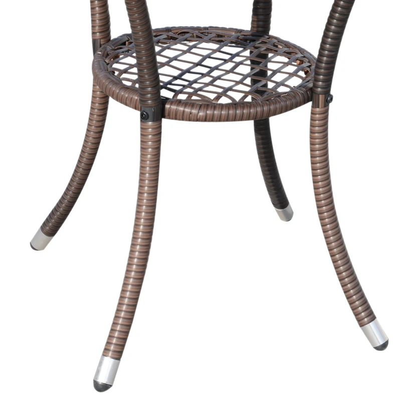 Outsunny Ensemble de meubles de jardin en rotin avec table d'appoint - Ensemble bistro 3 pièces - Ensemble de meubles de balcon - Ensemble de jardin en rotin - Salon de jardin avec coussins de siège - Rotin synthétique + acier Marron 60 x 58,5 x 89,5 cm