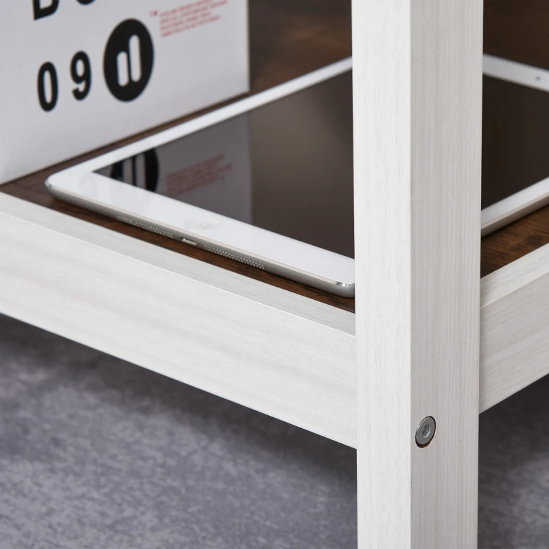 HOMCOM Computertisch Multimedia 110L x 48B x 76H cm 2 seitliche Regale MDF E1 Eiche Weiß