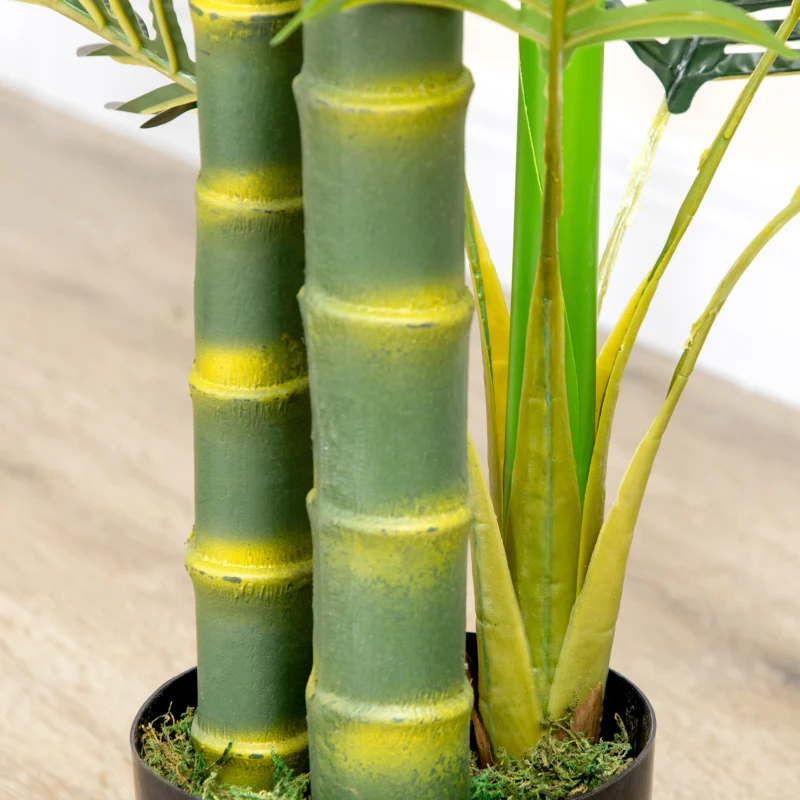 HOMCOM Plante Artificielle, Palmier Artificiel, inclus Pot; 19,5 cm x 19,5 cm x 150 cm, Vert + Noir