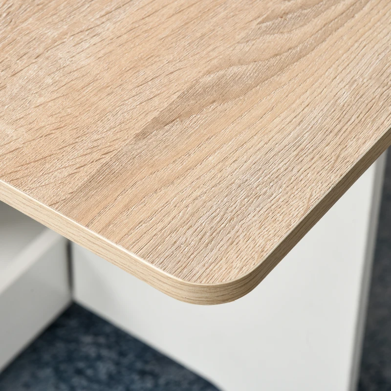 HOMCOM Tavolo Consolle a Ribalta con Vano Mensola, Tavolino da Salotto e Cucina, Tavolo a Ribalta, Pieghevole, Salvaspazio, Color Legno e Bianco, 118x80x72cm