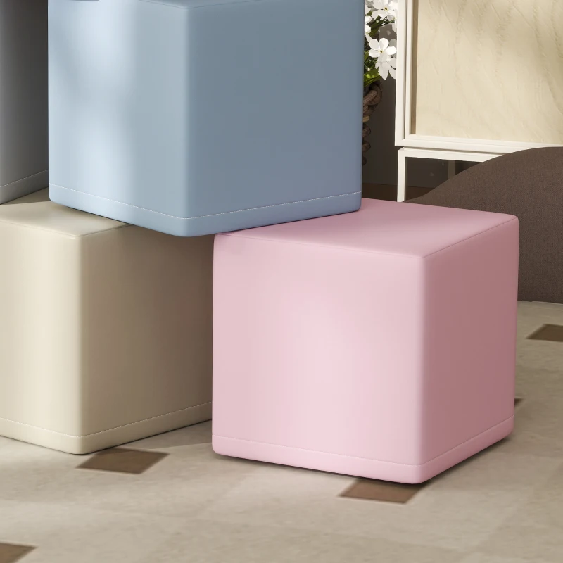 HOMCOM Softbausteine, 12 Cubes de 20 x 20 x 20 cm, Facile à Nettoyer, Sécurité Enfant, pour 1-3 Ans, Similicuir