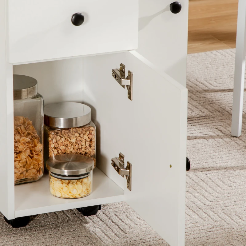 HOMCOM Tavolo a Ribalta per 6 Persone max con 2 Cassetti, Armadietto e Ripiano, in Truciolato, 120x60x76.5 cm, Bianco