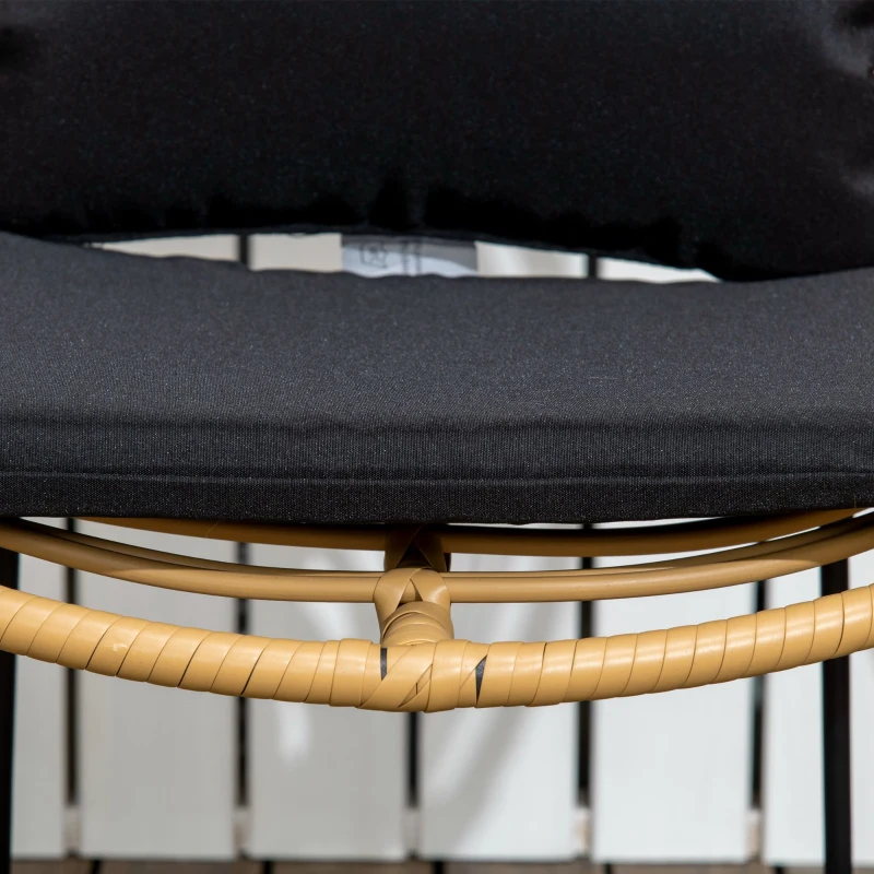 Outsunny Set aus 2 Gartenstühlen aus Stahl und PE-Rattan mit gemütlichen Kissen 71,5 x 64 x 75 cm