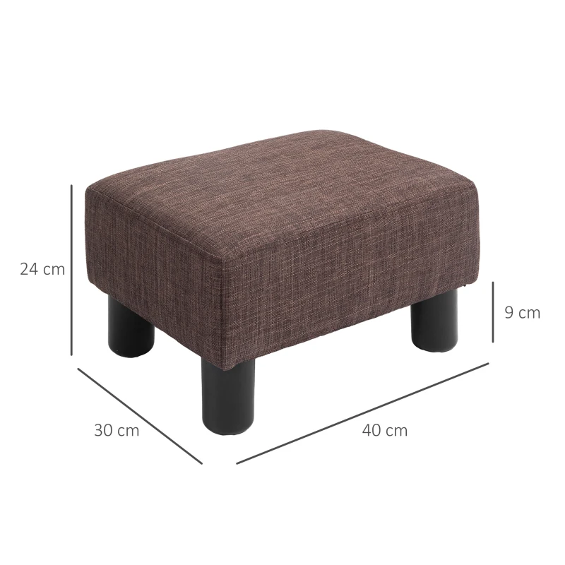 HOMCOM Tabouret avec revêtement en tissu de lin, jusqu'à 100 kg, marron, 40 x 30 x 24 cm