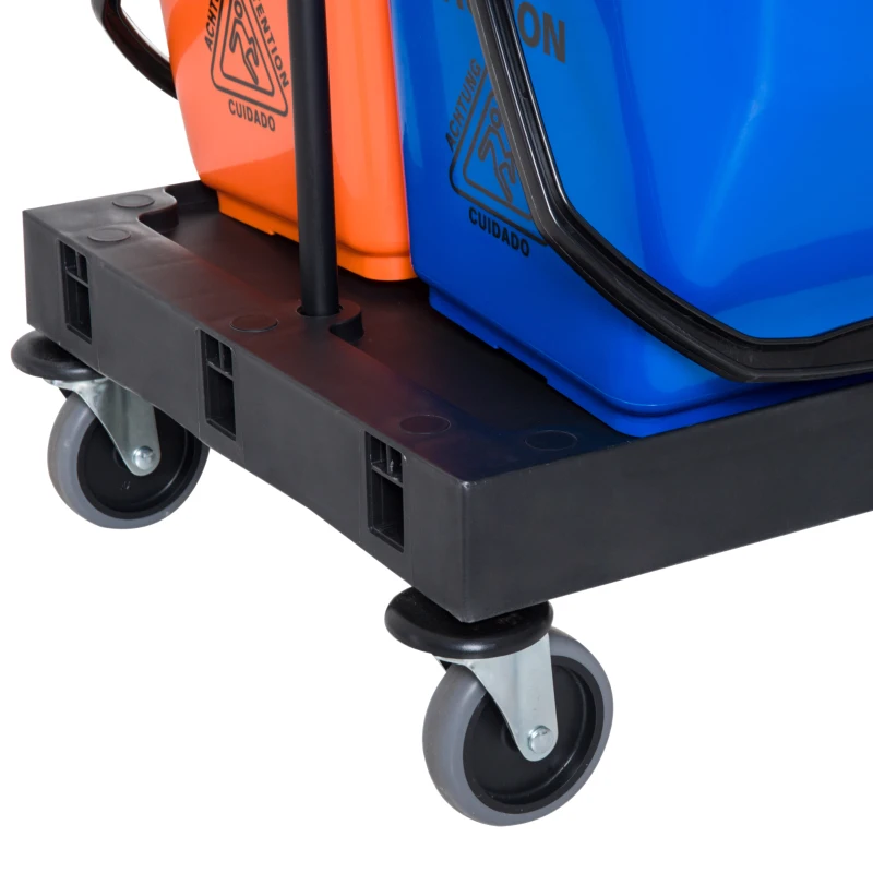 HOMCOM Chariot de Nettoyage Systemwagen avec 4 Roues Pivotantes Noir+Bleu+Orange 111 × 63,3 × 103 cm