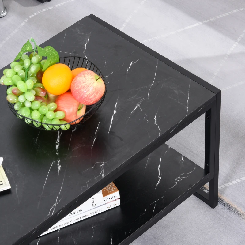 HOMCOM Moderne Couchtisch mit 2 Regale 106 x 50 x 47 cm Schwarz