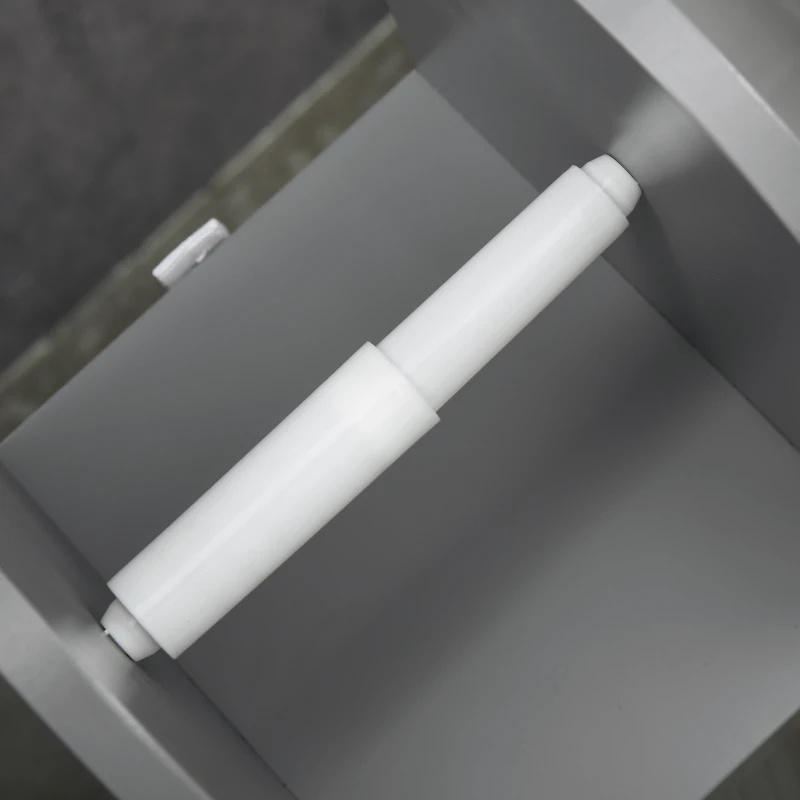 kleankin Badezimmermöbel Toilettenpapierhalter mit Schrank und verstellbaren Regalen 20 x 20 x 80 cm Grau