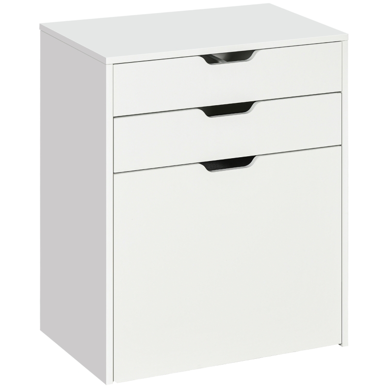 HOMCOM Toeletta da Camera con Specchiera, Cassetto e Sgabello Abbinato in Legno, Bianco