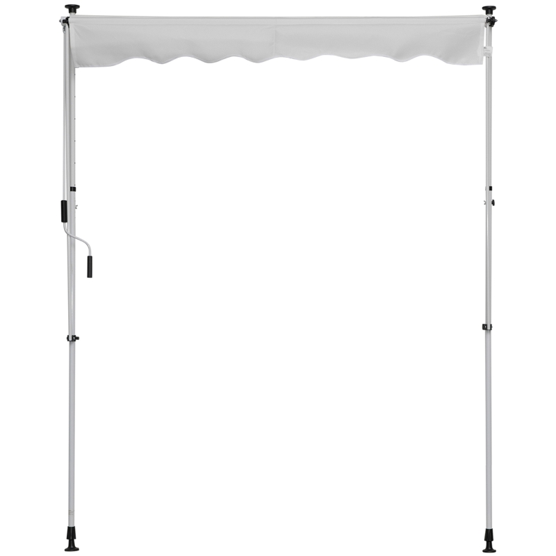 Outsunny Manueller ausziehbarer Markisenstore 2L x 1,5B x 1,7-2,8H m einstellbare Neigung schnelle Installation Balkonmarkise ohne Bohren Metall Aluminium Polyester Weiß
